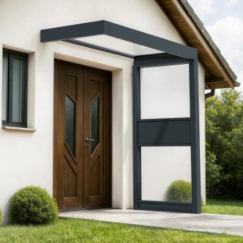 Preview: Palram-Canopia Tür Vordach Sophia 2150 (95x215cm) + 1 Seitenwand, Paneel Klar